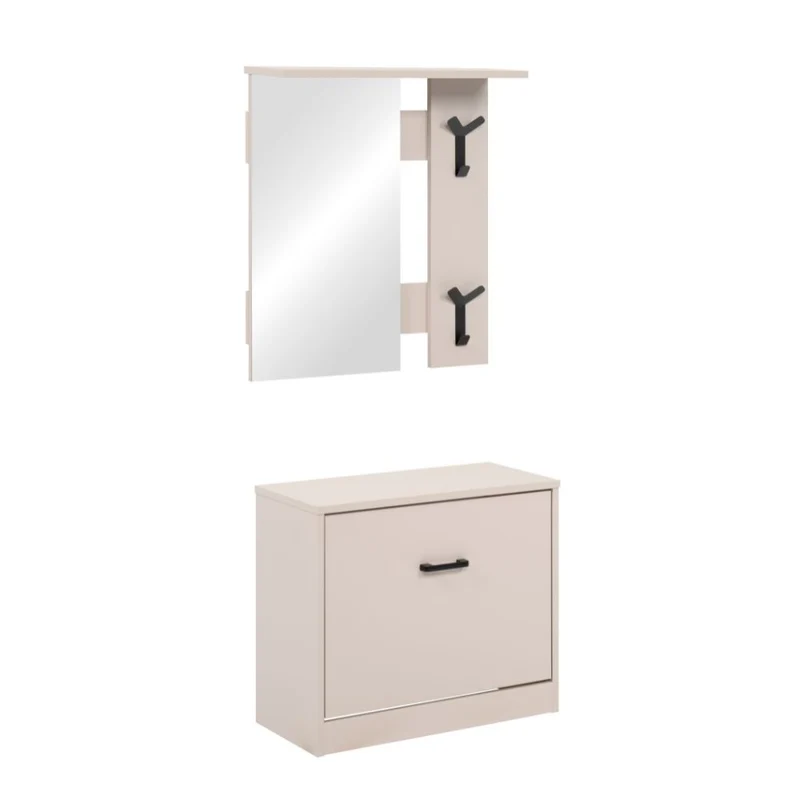 Mobile ingresso con specchio, appendiabiti e scarpiera colore beige Limone41A