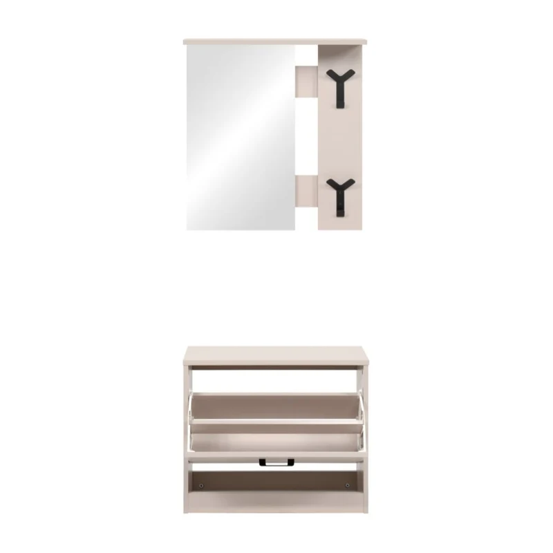 Mobile ingresso con specchio, appendiabiti e scarpiera colore beige Limone41A