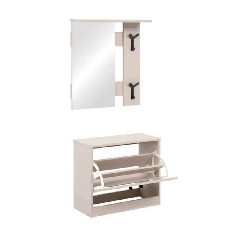 Mobile ingresso con specchio, appendiabiti e scarpiera colore beige Limone41A