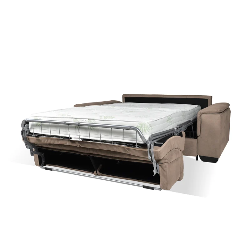 Divano letto 2 posti in tessuto marrone caribou Mercurio 194x83x97H