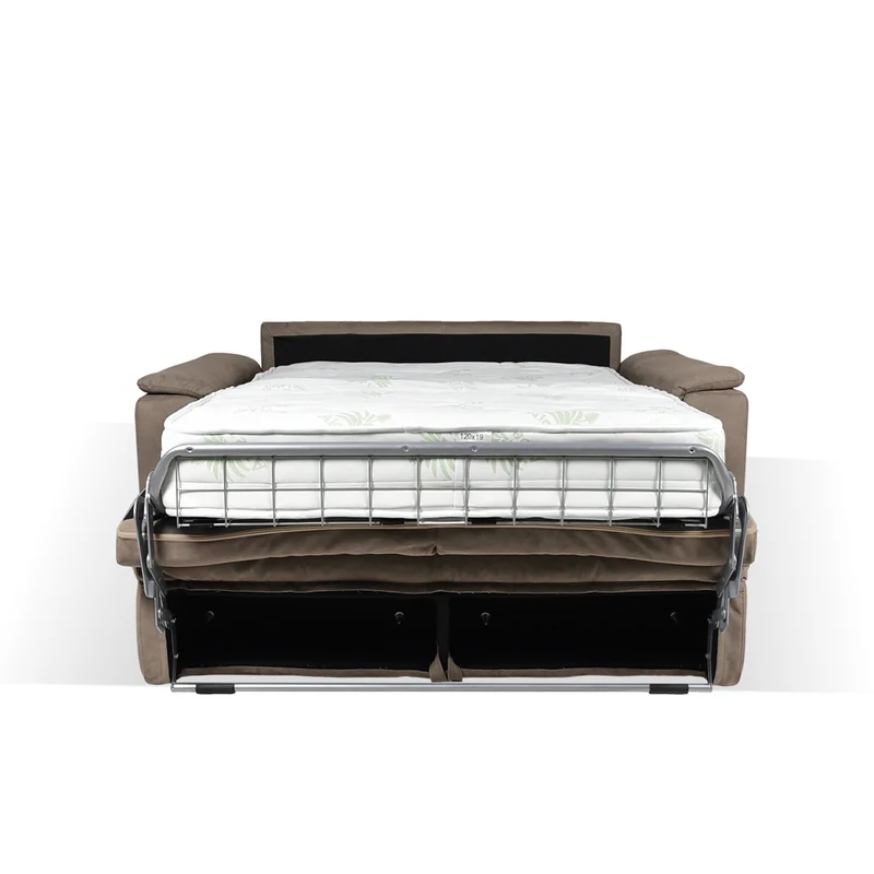 Divano letto 2 posti in tessuto marrone caribou Mercurio 194x83x97H