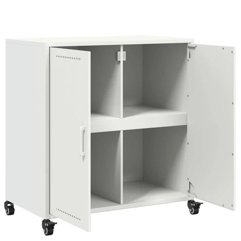 Buffet bahut commode armoire meuble de rangement organisateur cuisine salle de séjour salon 68,5 x 39 x 72 cm acier blanc 02_0030390