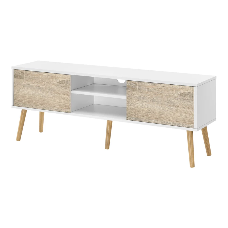 Meuble TV 120 x 30 x 47 cm blanc effet chêne 03_0007754
