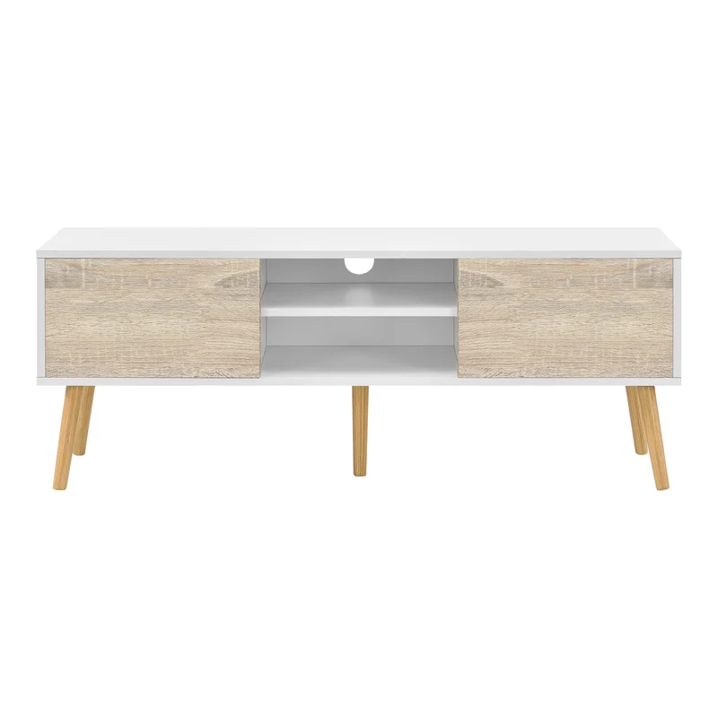 Meuble TV 120 x 30 x 47 cm blanc effet chêne 03_0007754