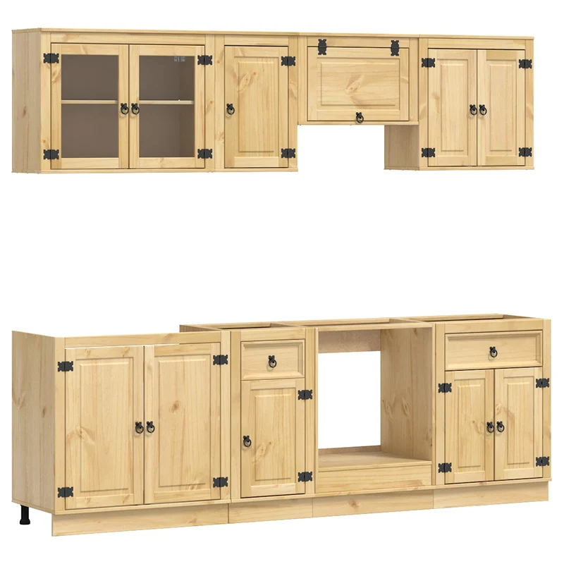 Armoire avec tiroirs et étagères moderne 80 x 46 x 81,5 cm rangement pratique salle à manger en bois de pin miel 02_0056023