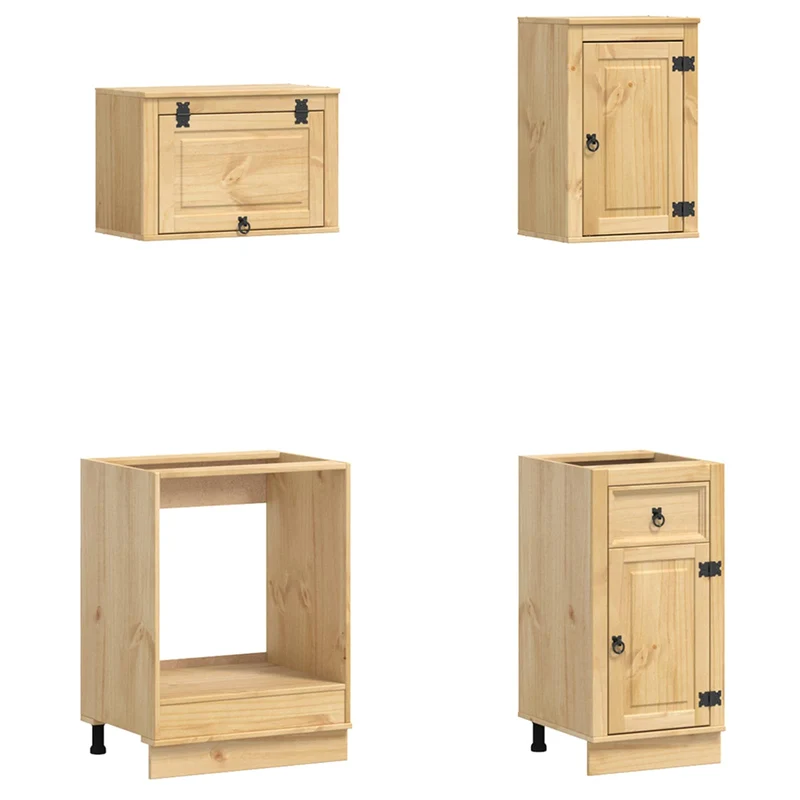 Armoire avec tiroirs et étagères moderne 80 x 46 x 81,5 cm rangement pratique salle à manger en bois de pin miel 02_0056023