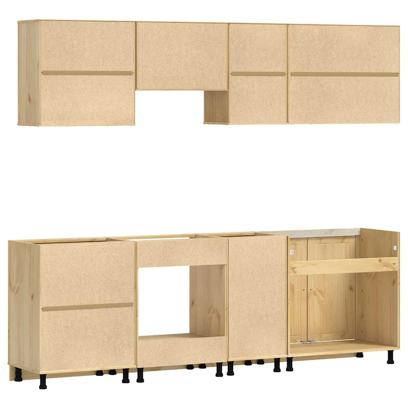 Armoire avec tiroirs et étagères moderne 80 x 46 x 81,5 cm rangement pratique salle à manger en bois de pin miel 02_0056023