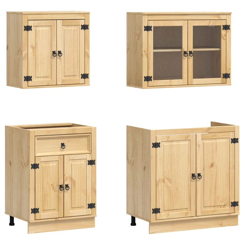 Armoire de rangement moderne chic salle à manger 140 x 46 x 81,5 cm grand espace de stockage en pin massif miel 02_0056016