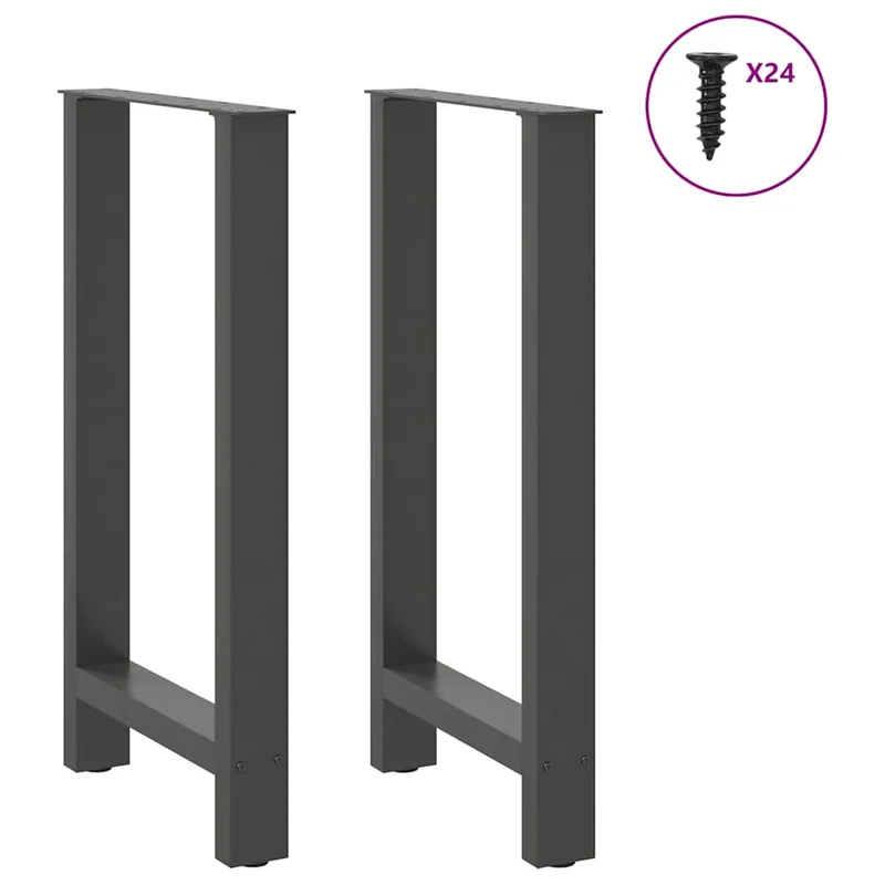 Lot de 2 pieds de table de bar robuste design moderne 50 x 90-91 cm en acier anthracite 02_0057570