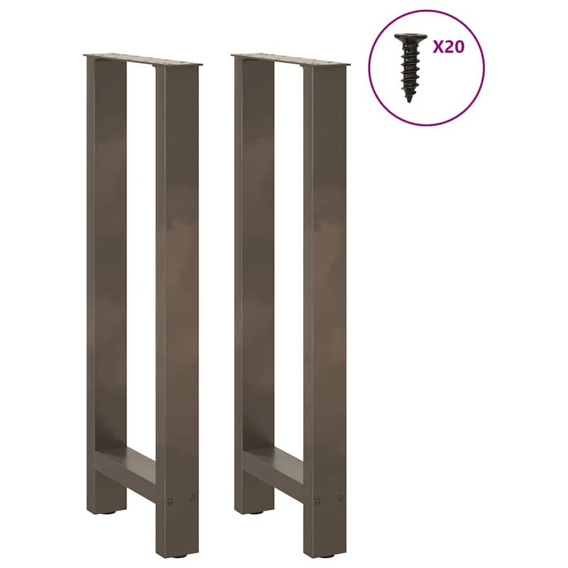 Lot de 2 pieds de table de bar en acier naturel 40 x 100 cm robustes et esthétiques modernes en acier naturel 02_0057579