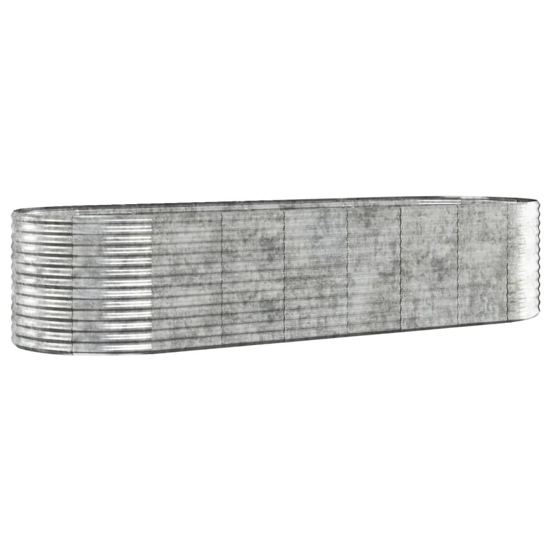 Jardinière bac lit surélevé plantes fleurs terrasse jardin de jardin acier enduit de poudre argenté Argent 02_0039696