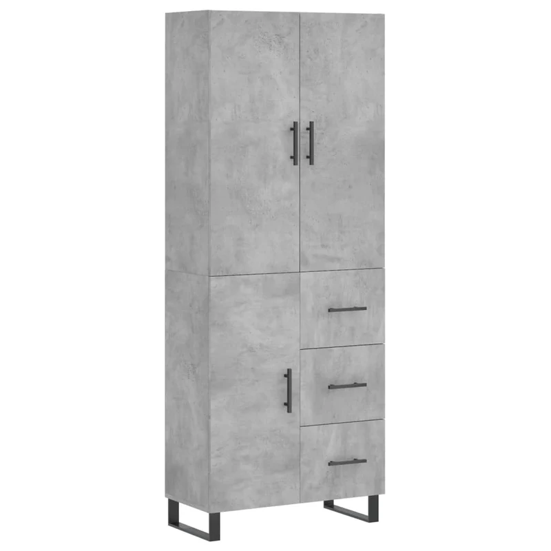 Buffet bahut commode armoire meuble de rangement organisateur cuisine salle de séjour salon haut 69,5 x 34 x 180 cm bois d'ingénierie gris 02_0034604