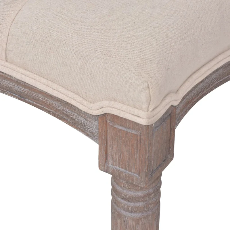 Banc banquette lin bois massif 150 x 40 x 48 cm blanc crème 02_0010900