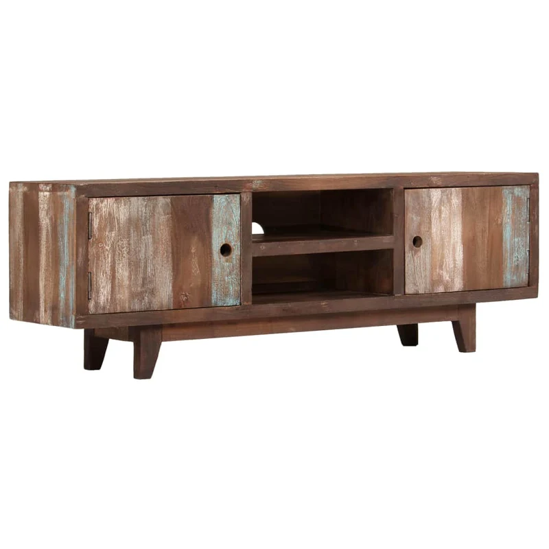 Meuble télé buffet tv télévision design pratique bois d'acacia massif vintage 118 cm 2502129