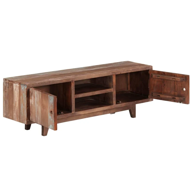 Meuble télé buffet tv télévision design pratique bois d'acacia massif vintage 118 cm 2502129