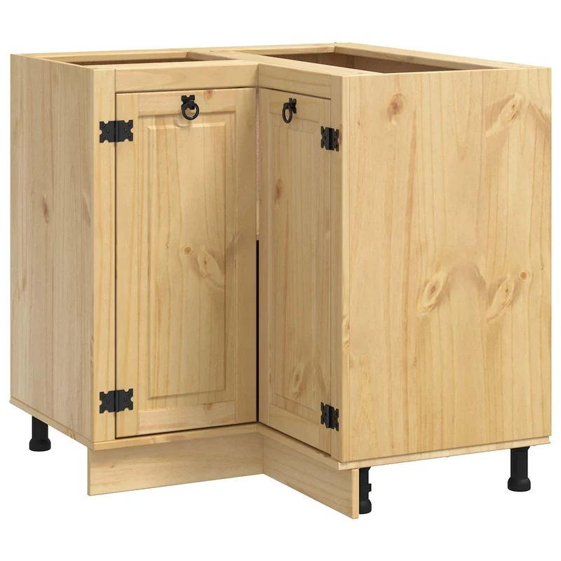 Cabinet rectangulaire moderne 80 x 80 x 81 cm avec étagère espace de rangement stylé en pin massif miel 02_0058897