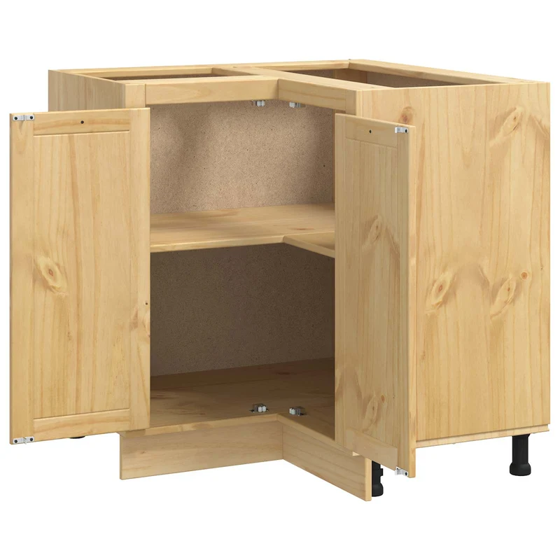 Cabinet rectangulaire moderne 80 x 80 x 81 cm avec étagère espace de rangement stylé en pin massif miel 02_0058897