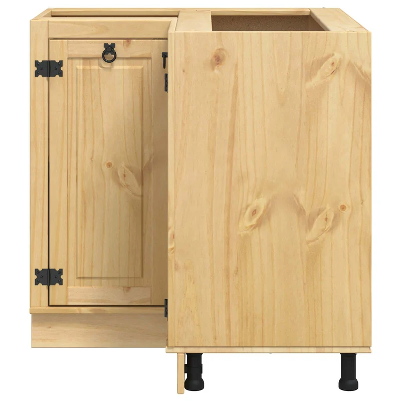 Cabinet rectangulaire moderne 80 x 80 x 81 cm avec étagère espace de rangement stylé en pin massif miel 02_0058897