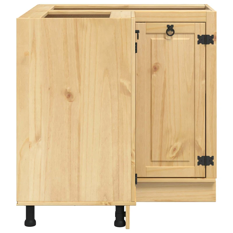 Cabinet rectangulaire moderne 80 x 80 x 81 cm avec étagère espace de rangement stylé en pin massif miel 02_0058897