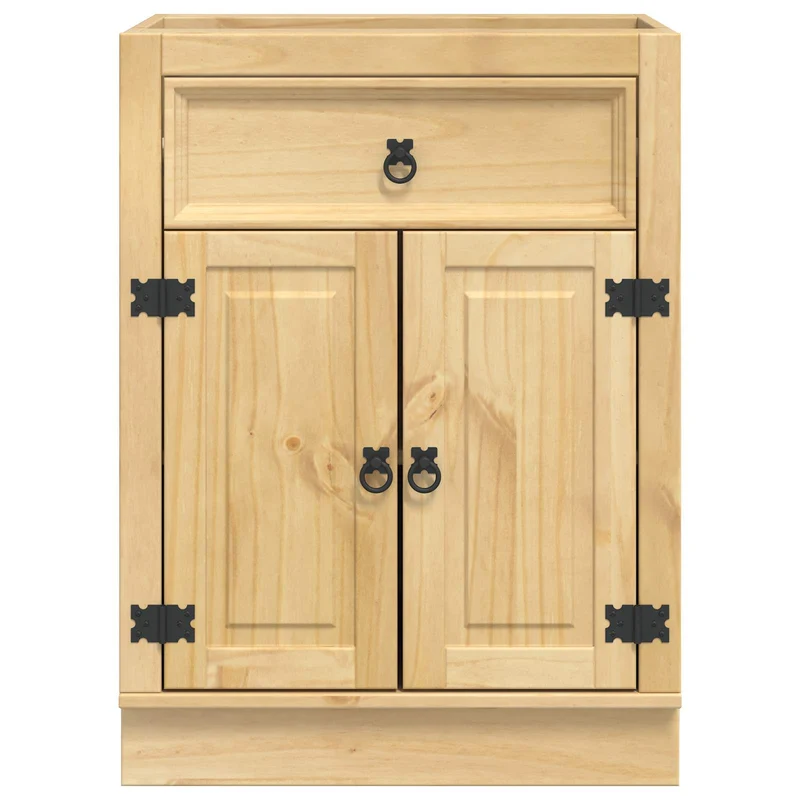 Armoire moderne rectangulaire avec tiroir 60 x 46 x 81,5 cm style épuré intérieur en pin massif miel 02_0058886