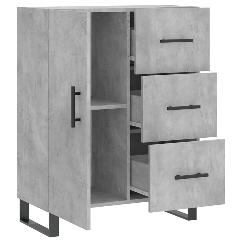 Buffet bahut commode armoire meuble de rangement organisateur cuisine salle de séjour salon 69,5 x 34 x 90 cm bois d'ingénierie gris 02_0032047