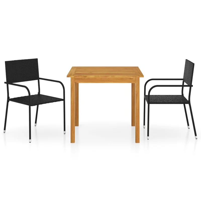 Ensemble de salle à manger de jardin meuble extérieur 3 pièces noir 02_0013649