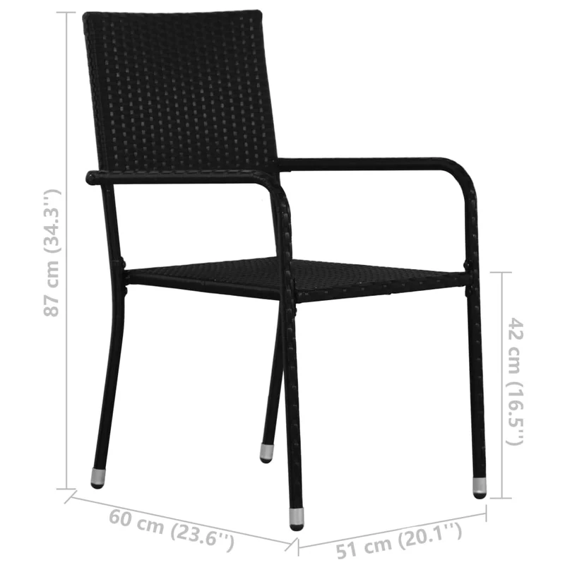 Ensemble de salle à manger de jardin meuble extérieur 3 pièces noir 02_0013649