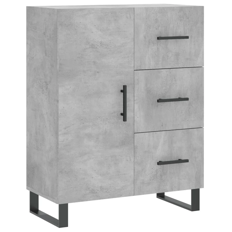 Buffet bahut commode armoire meuble de rangement organisateur cuisine salle de séjour salon haut 69,5 x 34 x 180 cm bois d'ingénierie gris 02_0034563