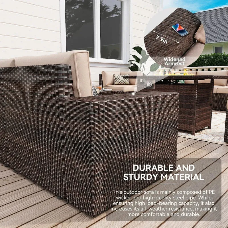 Ensemble de mobilier de jardin 13 pièces avec table brasero de 44 pouces
