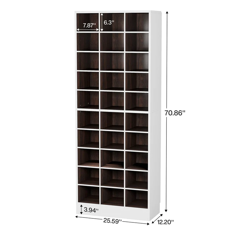 Meuble à chaussures haut 30 paires, étagère de rangement à chaussures en bois blanc 10 niveaux pour placard, entrée - 10 niveaux