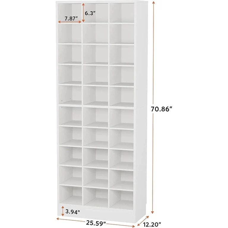 Meuble à chaussures haut 30 paires, étagère de rangement à chaussures en bois blanc 10 niveaux pour placard, entrée - 10 niveaux
