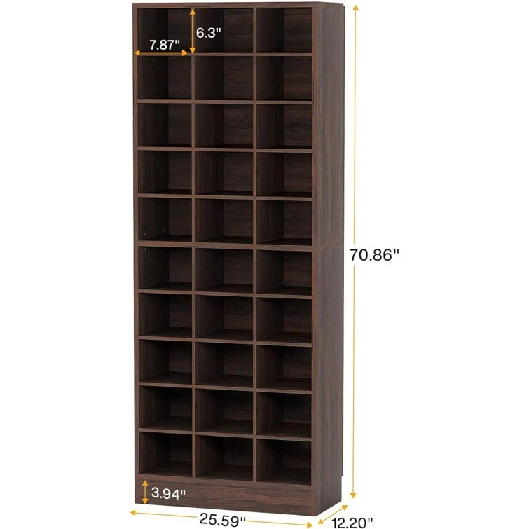 Meuble à chaussures haut 30 paires, étagère de rangement à chaussures en bois blanc 10 niveaux pour placard, entrée - 10 niveaux