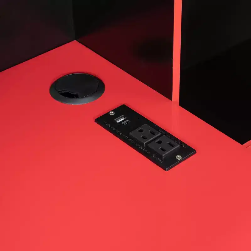 Lit de repos Gamer Hub avec bureau, lumières RGB, station de recharge, tiroirs de rangement et tête de lit bibliothèque