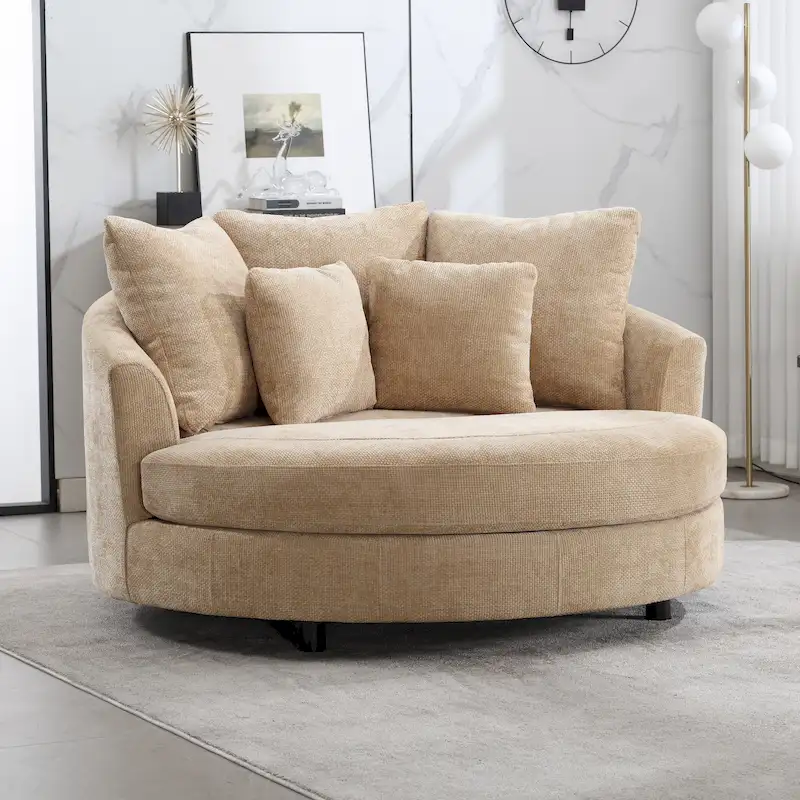Fauteuil Moderne Rond Avec 5 Coussins Et Pouf Optionnel