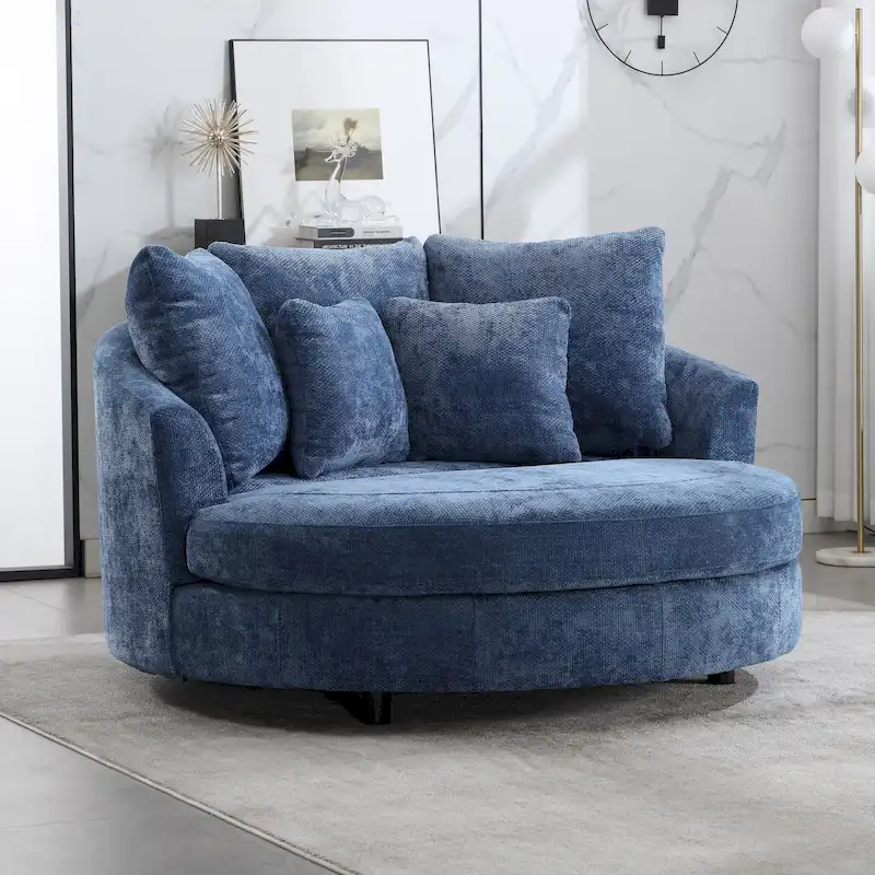 Fauteuil Moderne Rond Avec 5 Coussins Et Pouf Optionnel