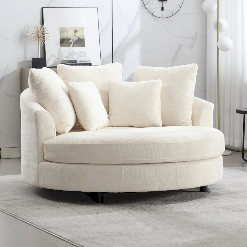 Fauteuil Moderne Rond Avec 5 Coussins Et Pouf Optionnel