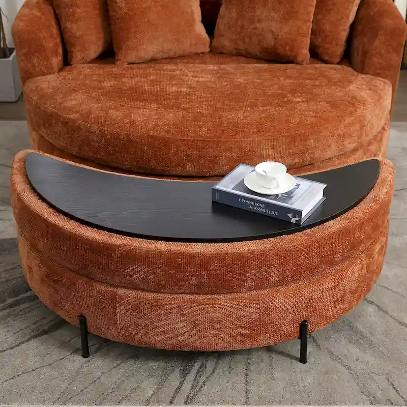 Fauteuil Moderne Rond Avec 5 Coussins Et Pouf Optionnel