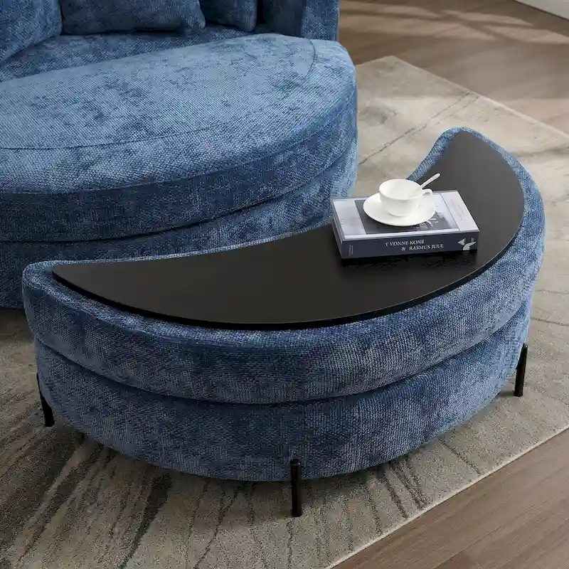 Fauteuil Moderne Rond Avec 5 Coussins Et Pouf Optionnel