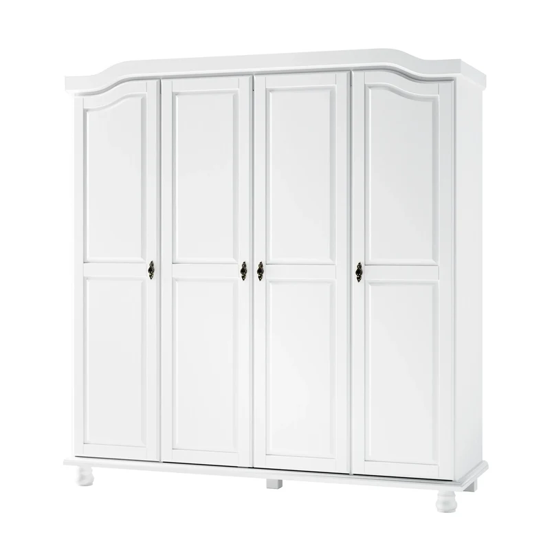 Palace Imports Kyle Armoire 4 portes 100 % en bois massif avec portes en bois massif ou portes miroir