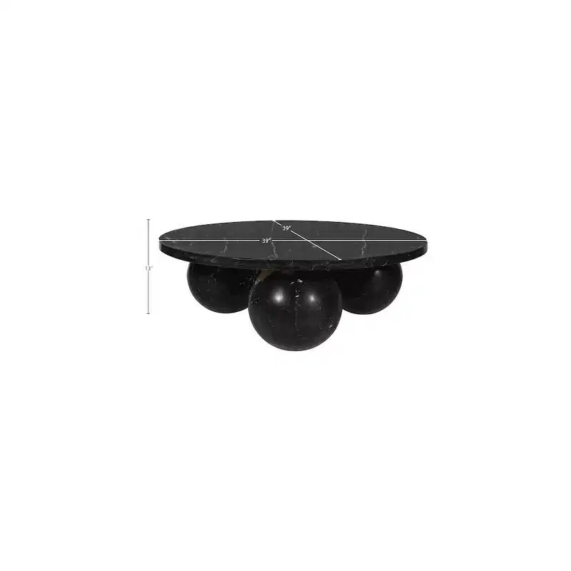Table basse ronde en marbre avec pieds sphériques, multicolore, 4 places