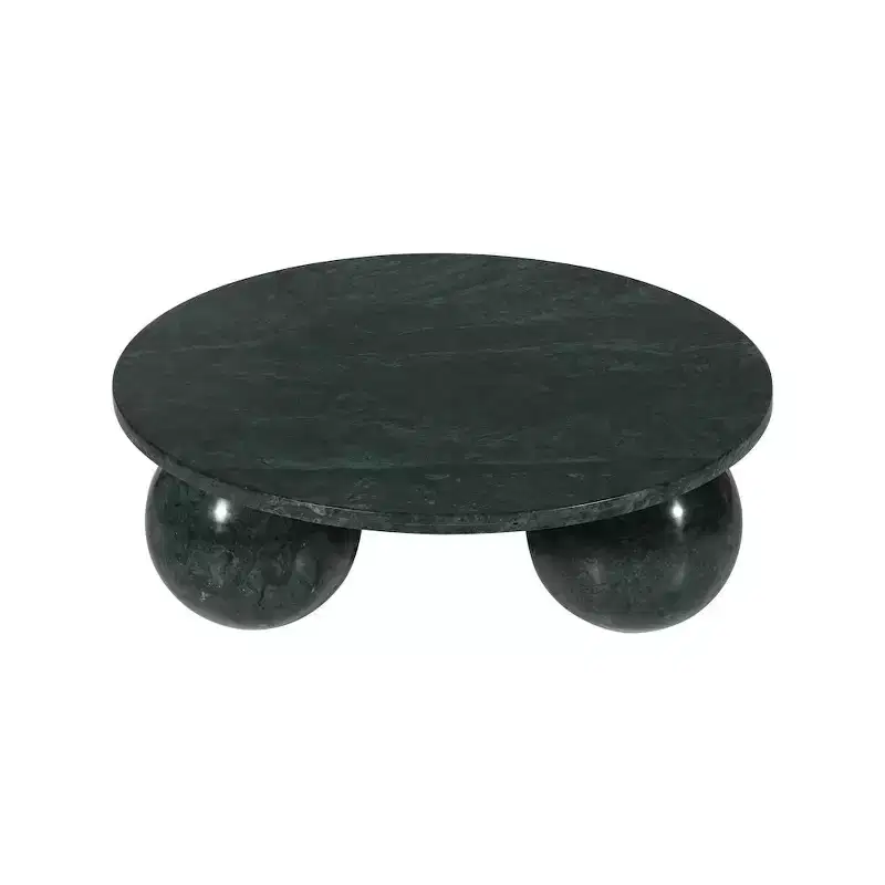 Table basse ronde en marbre avec pieds sphériques, multicolore, 4 places
