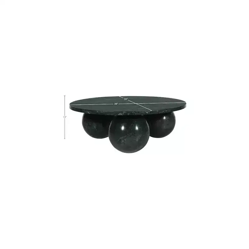 Table basse ronde en marbre avec pieds sphériques, multicolore, 4 places
