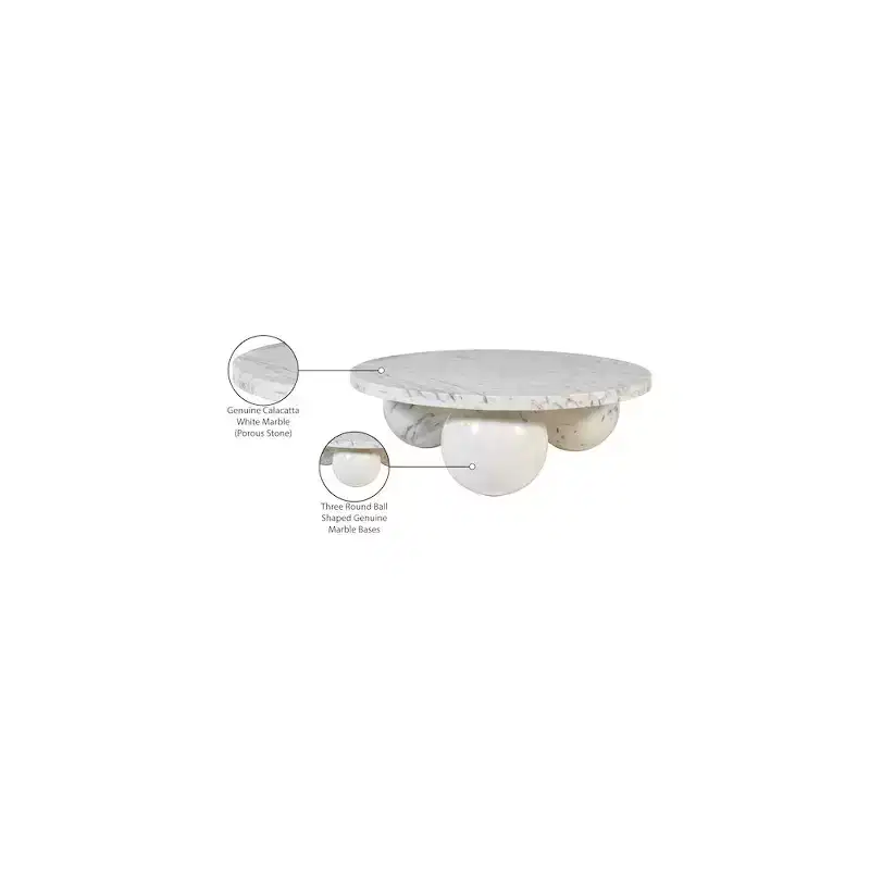 Table basse ronde en marbre avec pieds sphériques, multicolore, 4 places