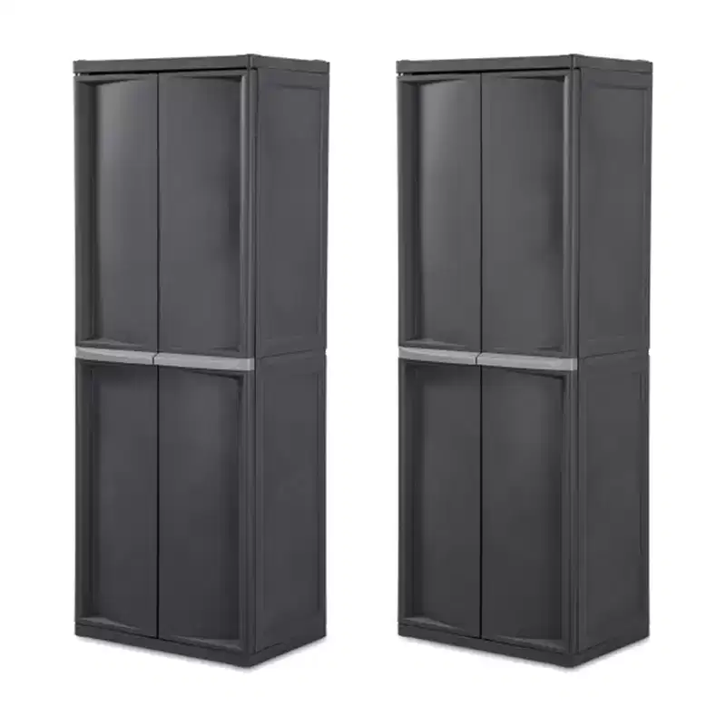 Lot de 2 armoires de rangement de garage Sterilite à 4 étagères réglables, gris