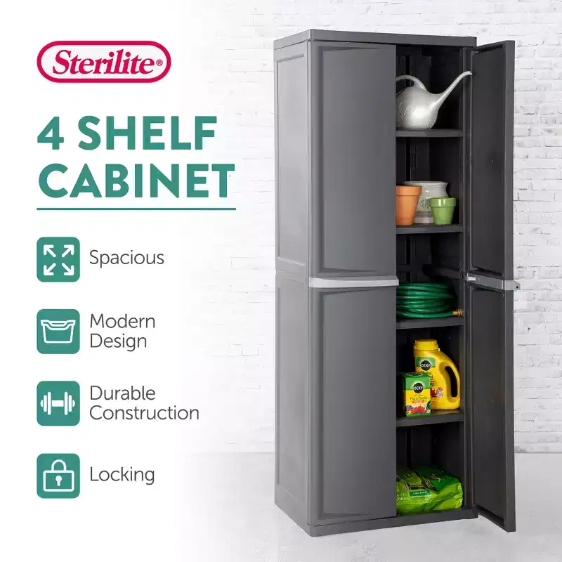 Lot de 2 armoires de rangement de garage Sterilite à 4 étagères réglables, gris