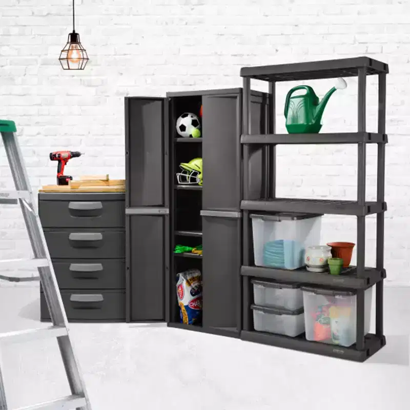 Lot de 2 armoires de rangement de garage Sterilite à 4 étagères réglables, gris