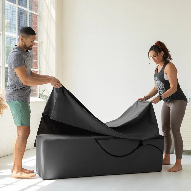 Avana Kami Chaise convertible / Yoga & Massage - Pouf 2 en 1 avec chaise longue de yoga escamotable, Microvelours - N/A