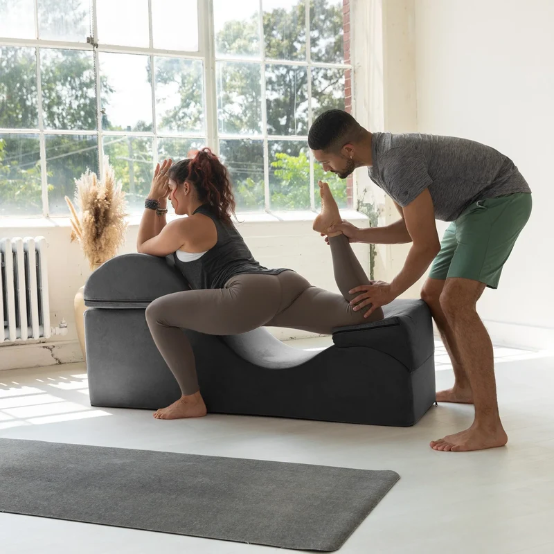 Avana Kami Chaise convertible / Yoga & Massage - Pouf 2 en 1 avec chaise longue de yoga escamotable, Microvelours - N/A
