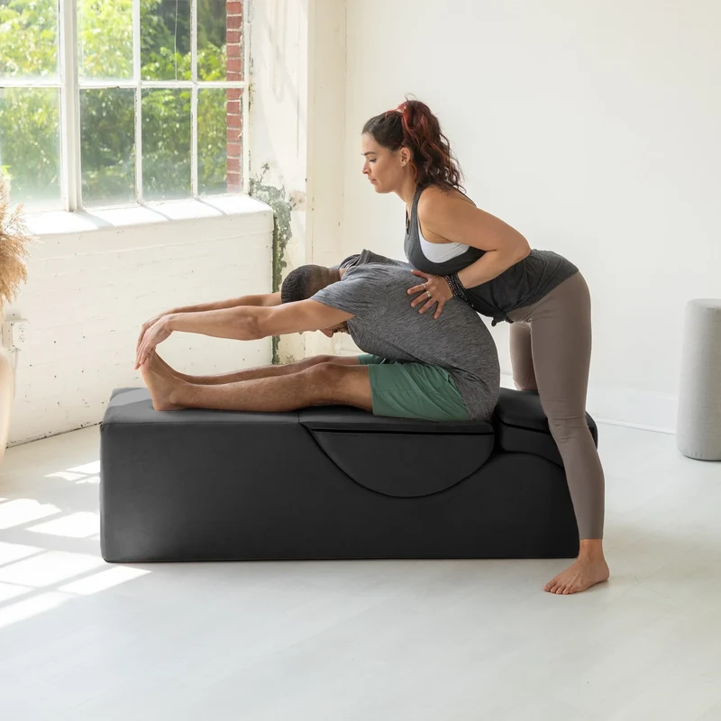 Avana Kami Chaise convertible / Yoga & Massage - Pouf 2 en 1 avec chaise longue de yoga escamotable, Microvelours - N/A