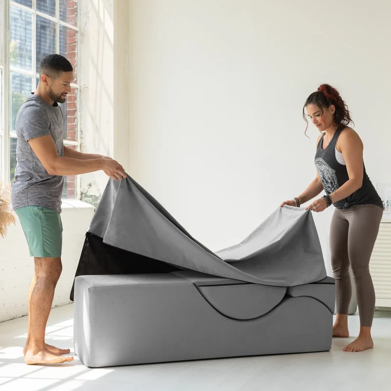 Avana Kami Chaise convertible / Yoga & Massage - Pouf 2 en 1 avec chaise longue de yoga escamotable, Microvelours - N/A